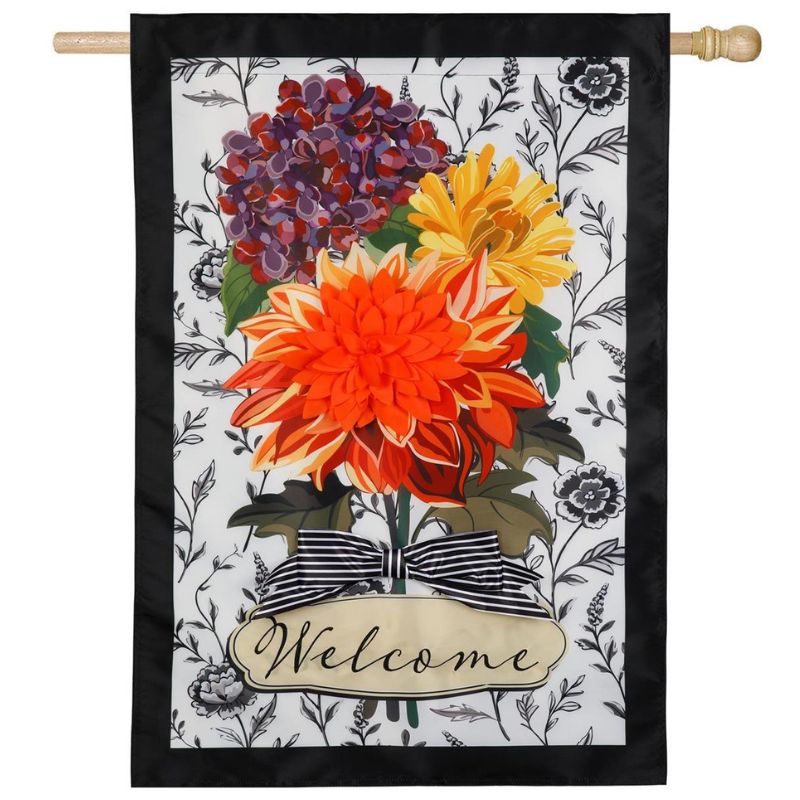 Fall Floral Toile House Flag